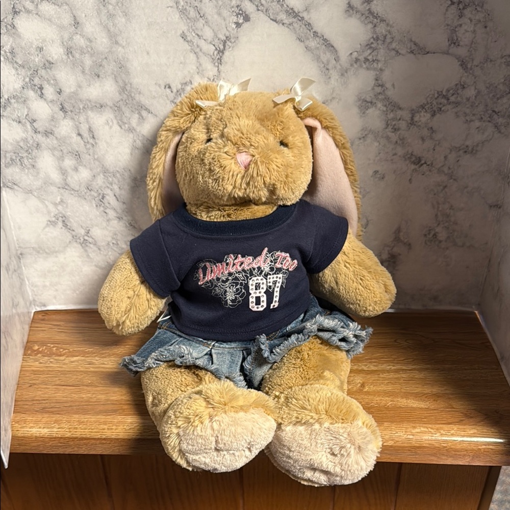 Build-A-Bear Tan and Blue Teddy Bear Plush